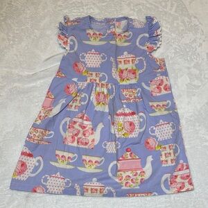 EUC Southern Sunshine Floral Teapot Print ruffle sleeve top size 6